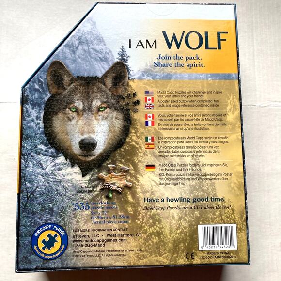 Madd Capp Puzzles - I AM Wolf - 550 Pieces - Animal Shaped Jigsaw Puzzle - NEW - Picture 2 of 8